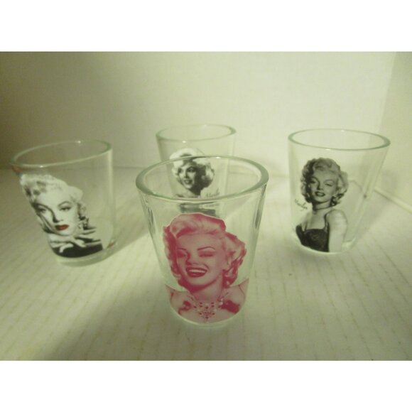 Marilyn Monroe Image 2.5" Shot Glasses Set of 4 Different Poses - Picture 1 of 7